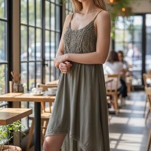 Miss Me Olive Green Dress with Aplique